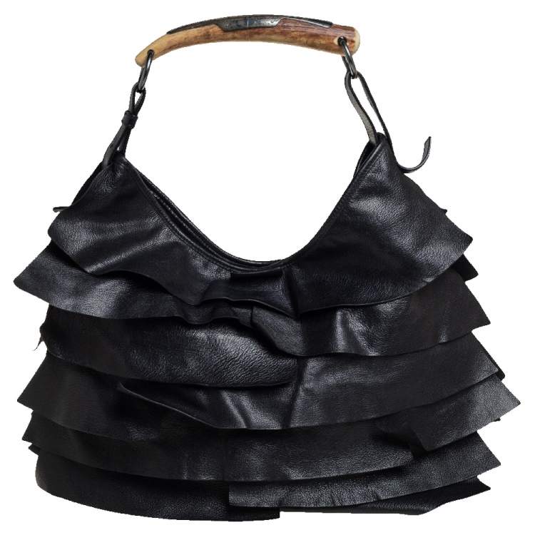 Pre Owned Yves Saint Laurent Black Leather St. Tropez Mombasa Hobo