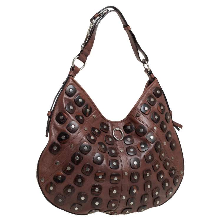 Pre Owned Yves Saint Laurent Brown Studded Hobo