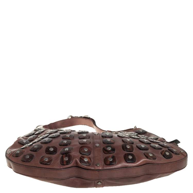 Pre Owned Yves Saint Laurent Brown Studded Hobo