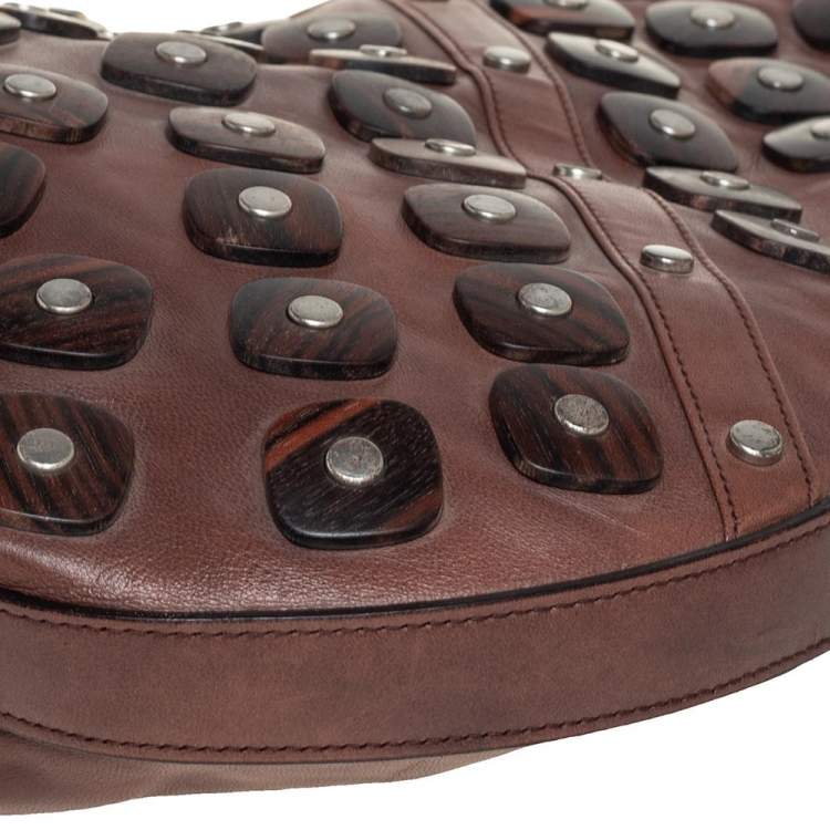 Pre Owned Yves Saint Laurent Brown Studded Hobo