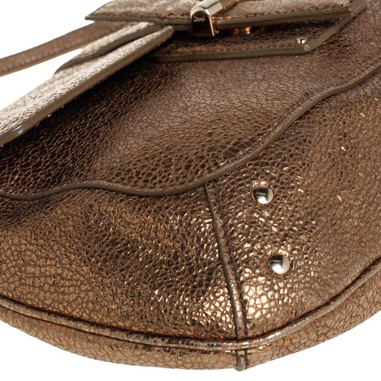 Pre Owned Yves Saint Laurent Metallic Gold Textured Leather Emma Chain Bag