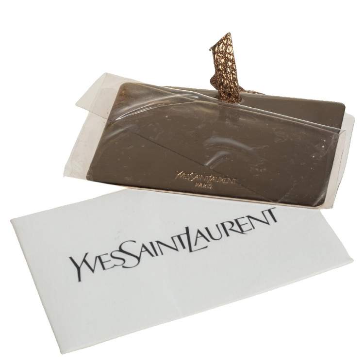 Pre Owned Yves Saint Laurent Metallic Gold Textured Leather Emma Chain Bag