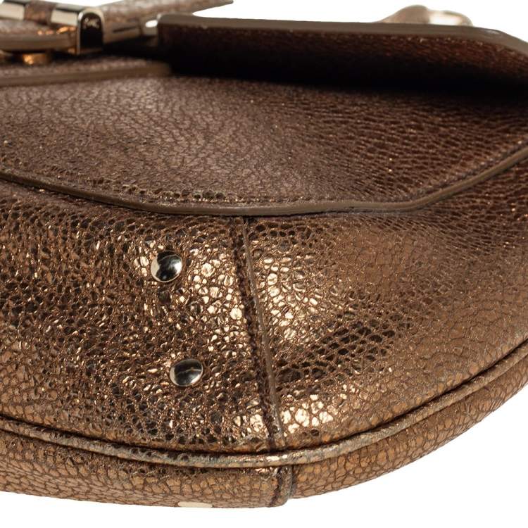 Pre Owned Yves Saint Laurent Metallic Gold Textured Leather Emma Chain Bag