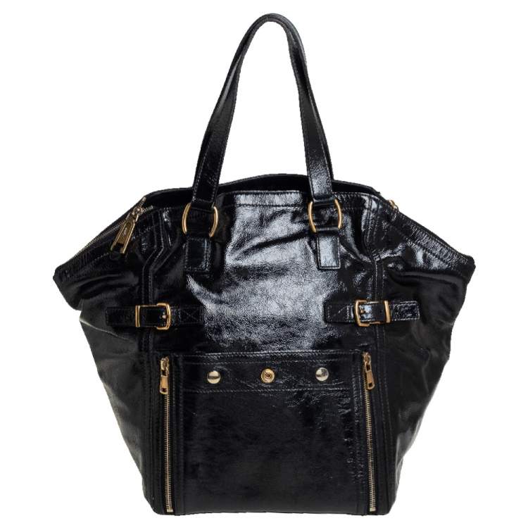 Pre Owned Yves Saint Laurent Black Patent Leather Large Downtown Tote