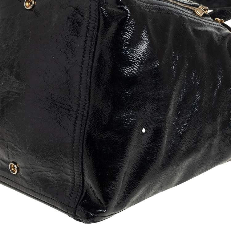Pre Owned Yves Saint Laurent Black Patent Leather Large Downtown Tote
