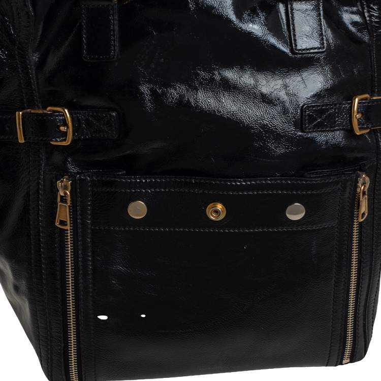 Pre Owned Yves Saint Laurent Black Patent Leather Large Downtown Tote