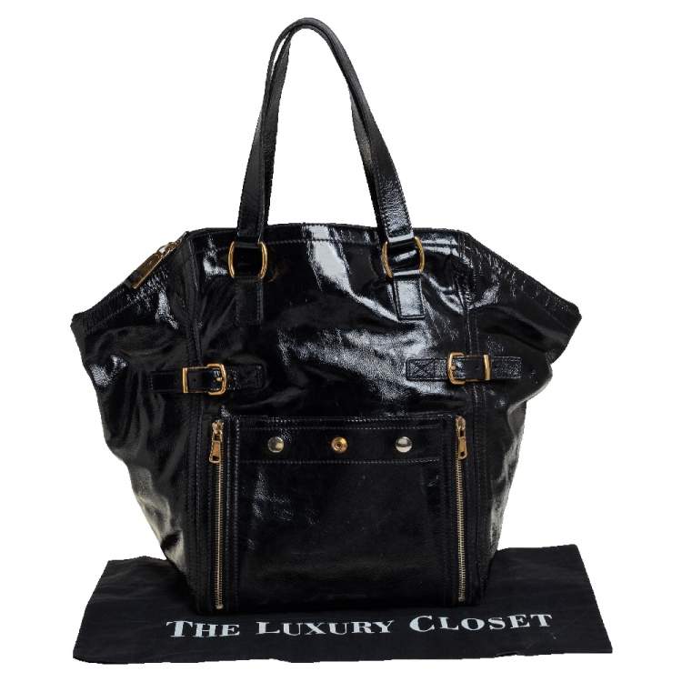 Pre Owned Yves Saint Laurent Black Patent Leather Large Downtown Tote