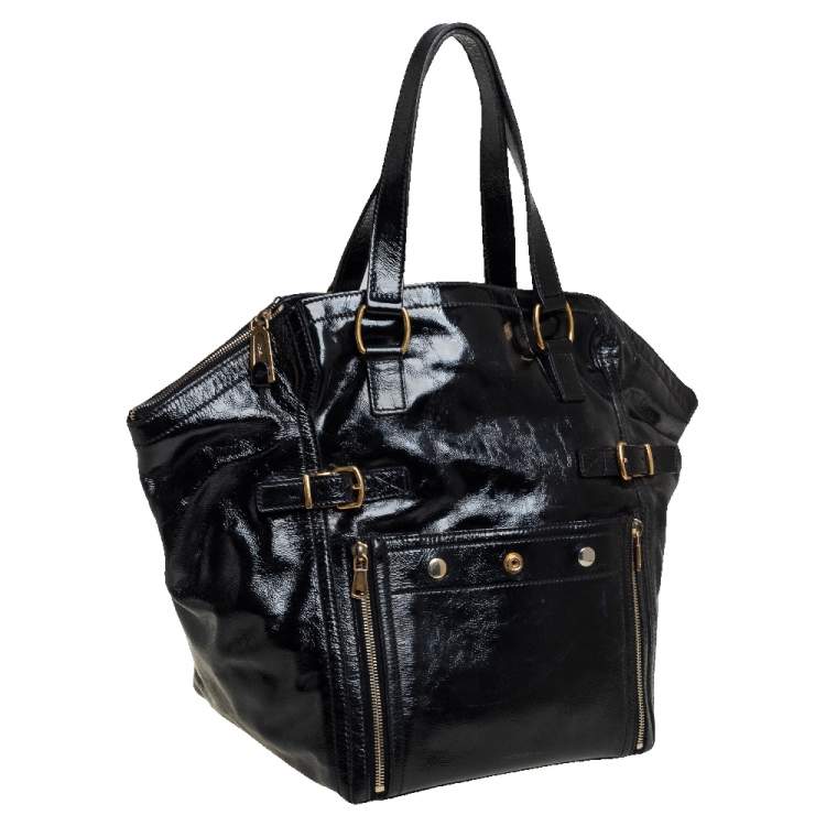 Pre Owned Yves Saint Laurent Black Patent Leather Large Downtown Tote