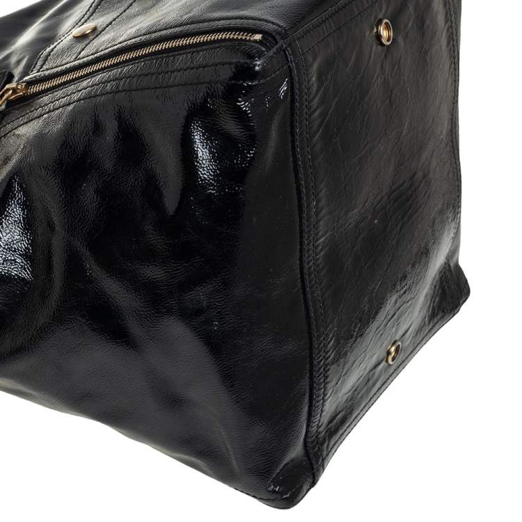 Pre Owned Yves Saint Laurent Black Patent Leather Large Downtown Tote