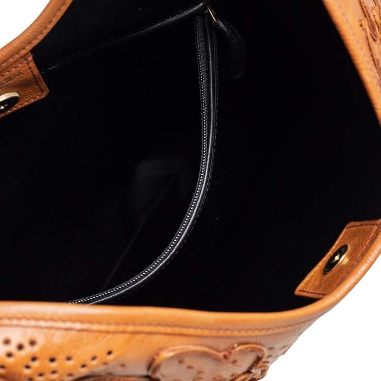 Pre Owned Yves Saint Laurent Tan Embroidered Leather Mombasa Hobo