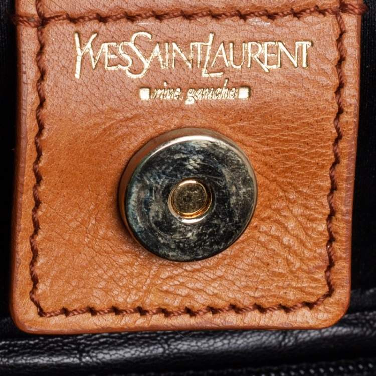 Pre Owned Yves Saint Laurent Tan Embroidered Leather Mombasa Hobo