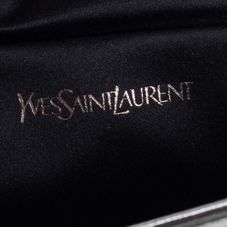 Pre Owned Yves Saint Laurent Metallic Leather Belle De Jour Flap Clutch