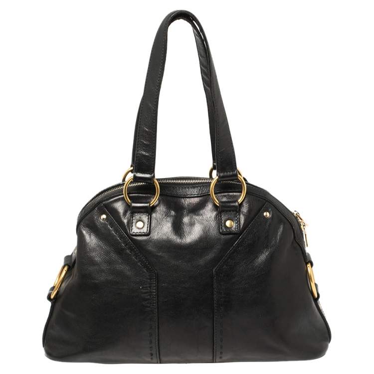 Pre Owned Yves Saint Laurent Black Leather Medium Muse Satchel
