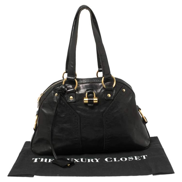 Pre Owned Yves Saint Laurent Black Leather Medium Muse Satchel