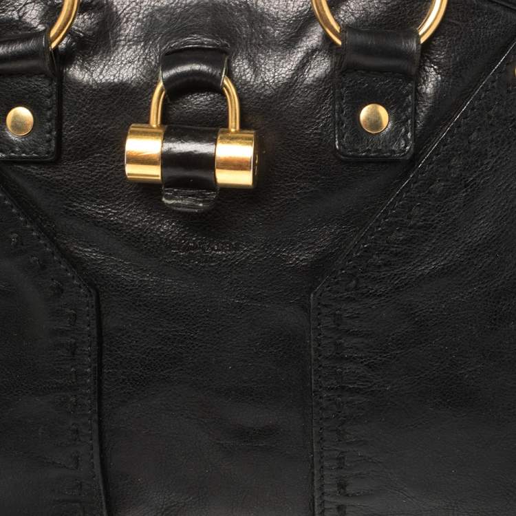 Pre Owned Yves Saint Laurent Black Leather Medium Muse Satchel