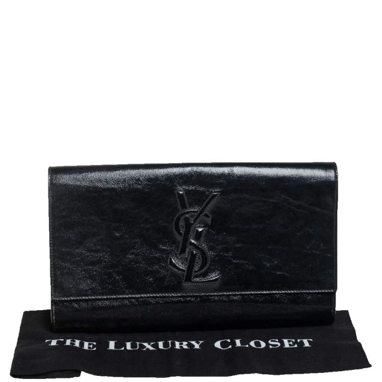 Pre Owned Yves Saint Laurent Black Patent Leather Belle De Jour Flap Clutch