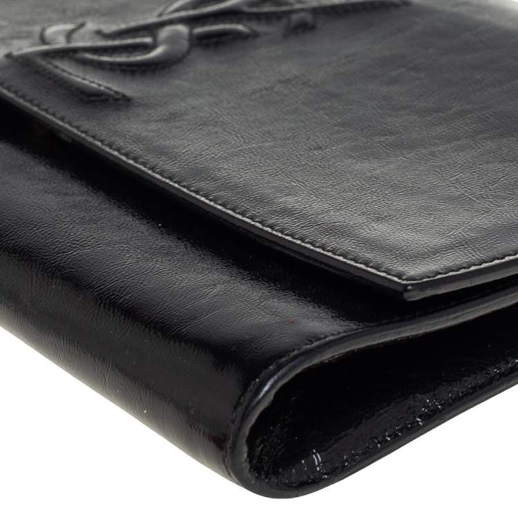 Pre Owned Yves Saint Laurent Black Patent Leather Belle De Jour Flap Clutch