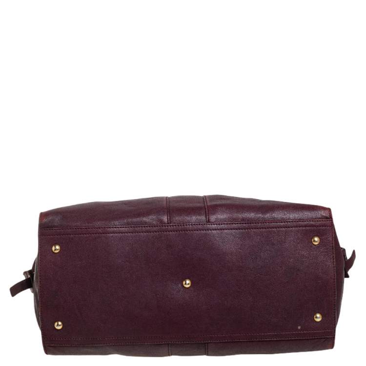 Pre Owned Yves Saint Laurent Burgundy Leather Large Cabas Chyc Tote