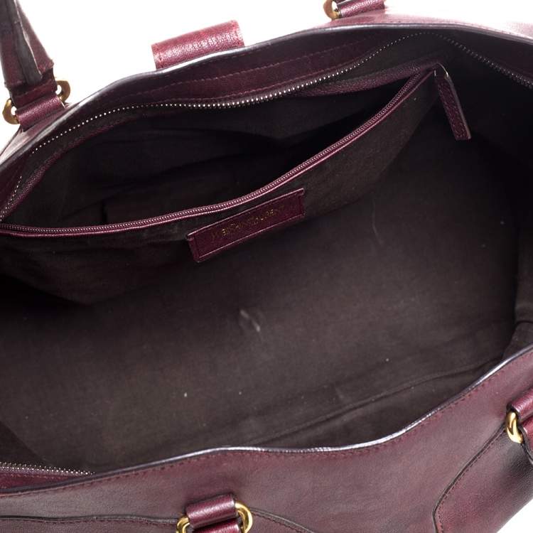 Pre Owned Yves Saint Laurent Burgundy Leather Large Cabas Chyc Tote