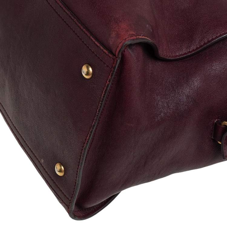 Pre Owned Yves Saint Laurent Burgundy Leather Large Cabas Chyc Tote