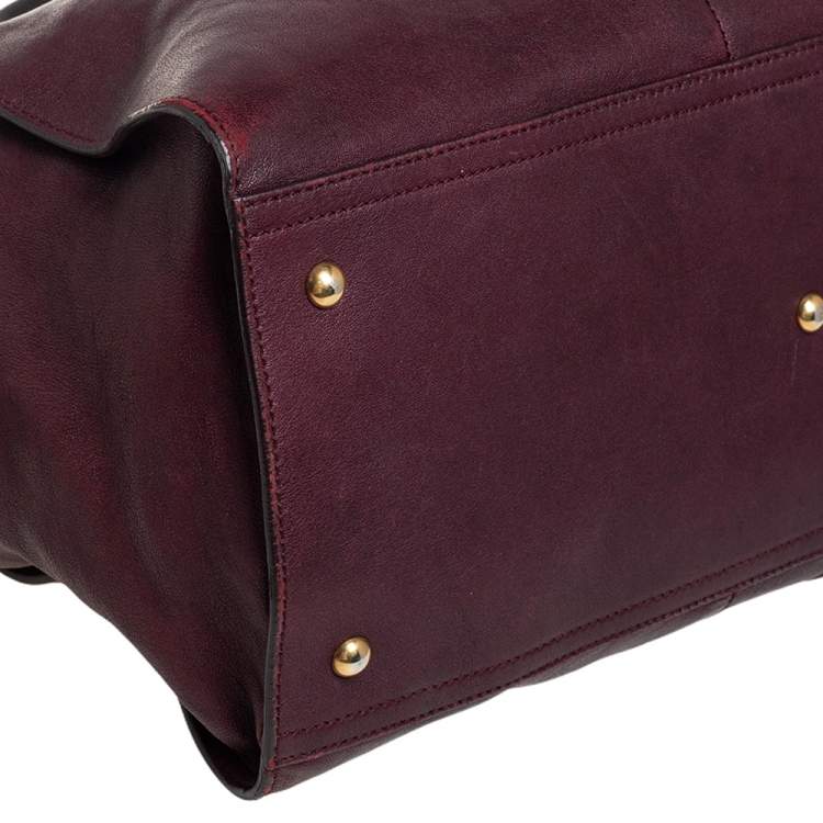 Pre Owned Yves Saint Laurent Burgundy Leather Large Cabas Chyc Tote