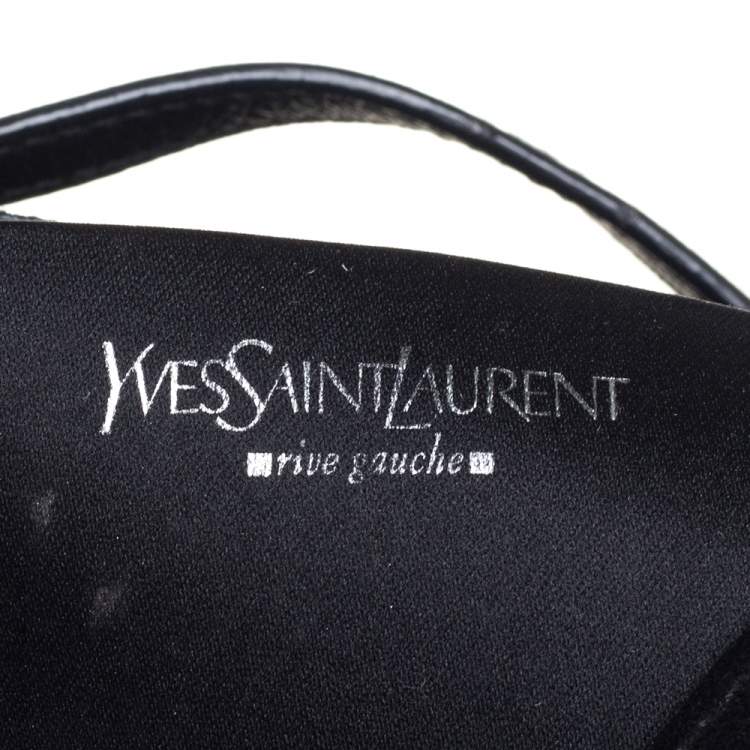 Pre Owned Yves Saint Laurent Black Suede and Leather Chain Link Flap Shoulder Bag 