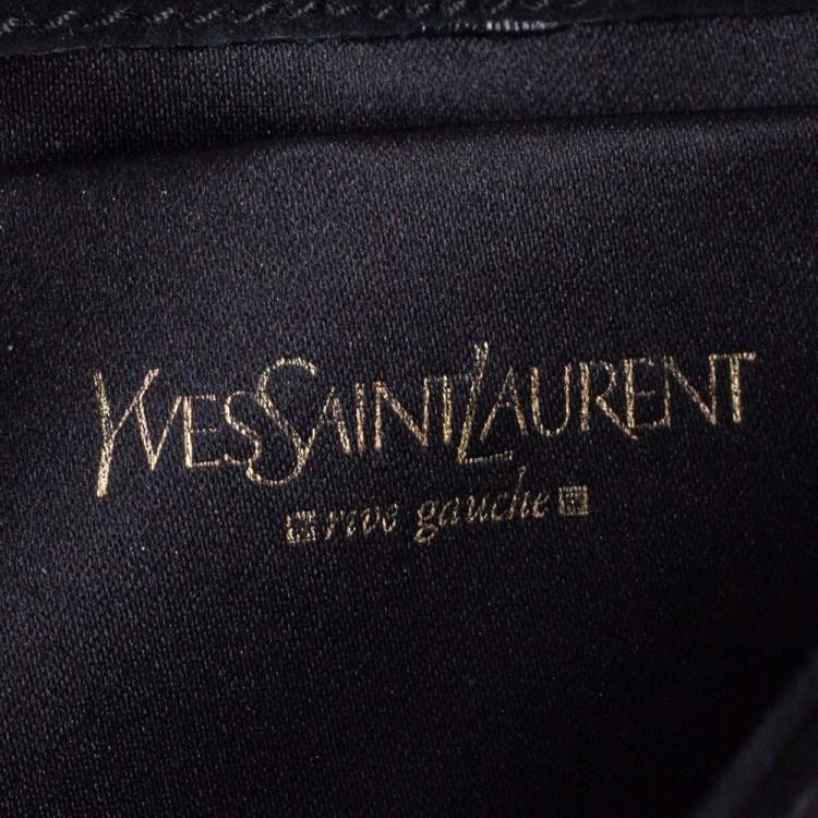 Pre Owned Yves Saint Laurent Suede and Sequins Fringe Flap Clutch