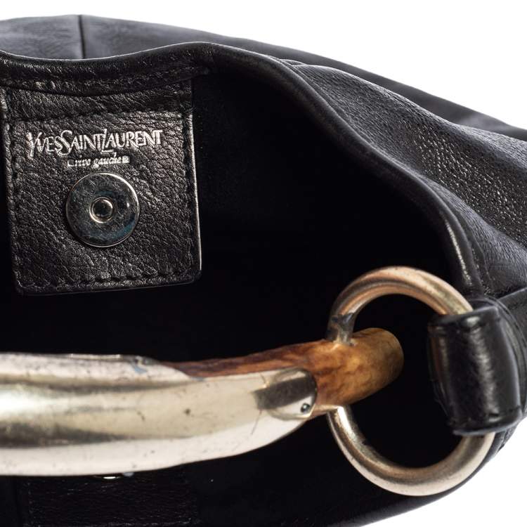 Pre Owned Yves Saint Laurent Black Leather Mini Mombasa Hobo