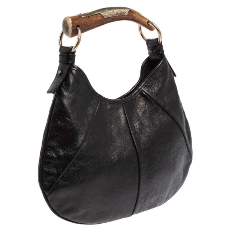 Pre Owned Yves Saint Laurent Black Leather Mini Mombasa Hobo