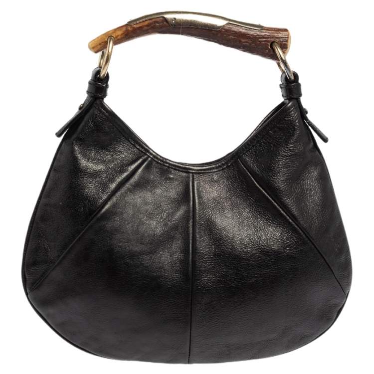 Pre Owned Yves Saint Laurent Black Leather Mini Mombasa Hobo