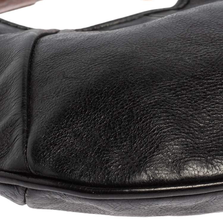 Pre Owned Yves Saint Laurent Black Leather Mini Mombasa Hobo