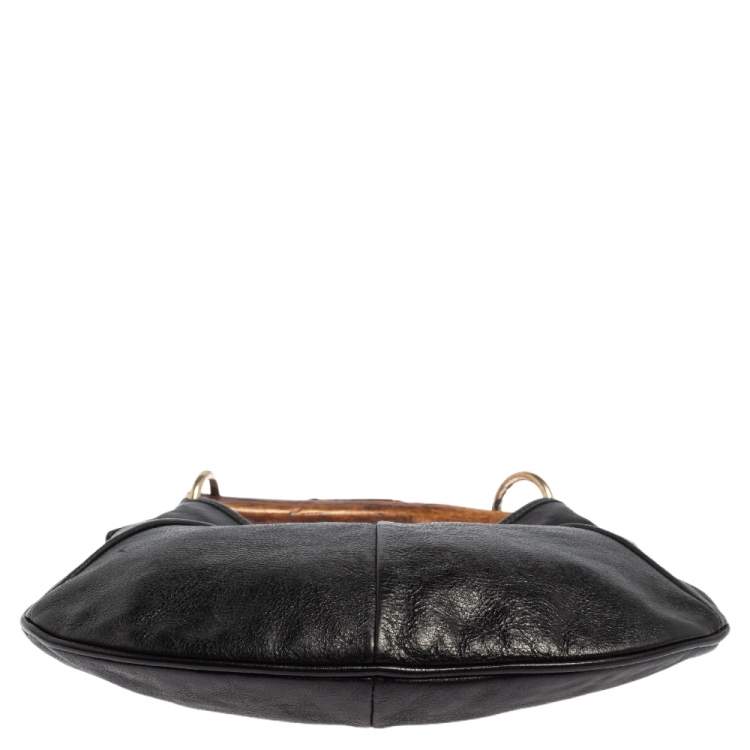 Pre Owned Yves Saint Laurent Black Leather Mini Mombasa Hobo