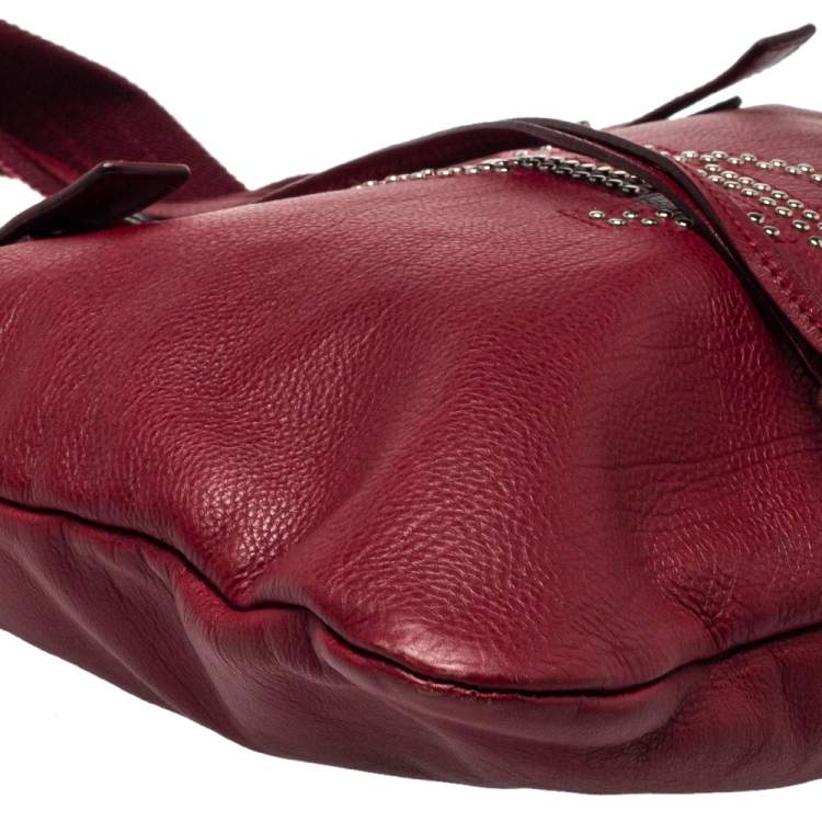 Pre Owned Yves Saint Laurent Maroon Leather Small Kahala Drawstring Tote