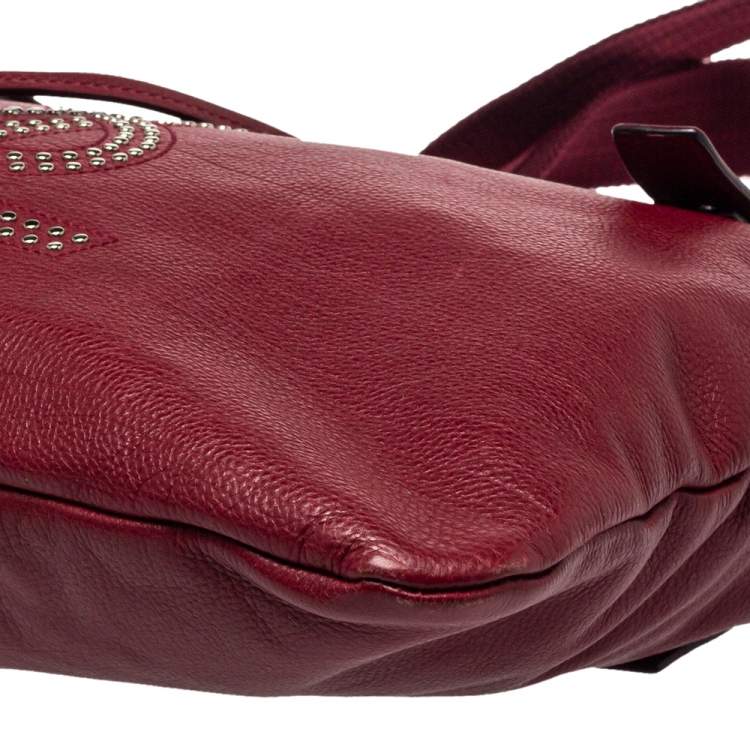 Pre Owned Yves Saint Laurent Maroon Leather Small Kahala Drawstring Tote