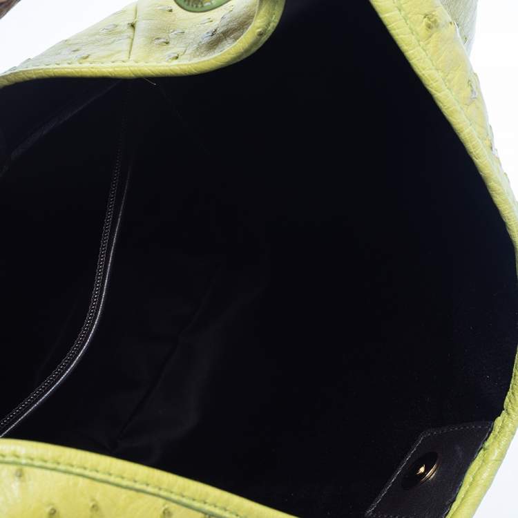 Pre Owned Yves Saint Laurent Apple Green Ostrich Mombasa Hobo 