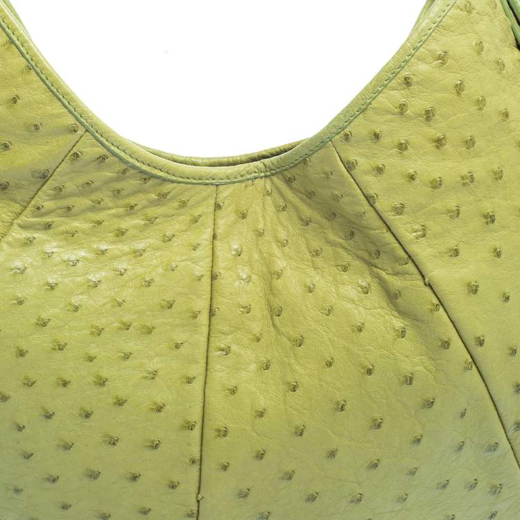 Pre Owned Yves Saint Laurent Apple Green Ostrich Mombasa Hobo 