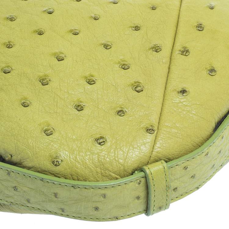 Pre Owned Yves Saint Laurent Apple Green Ostrich Mombasa Hobo 