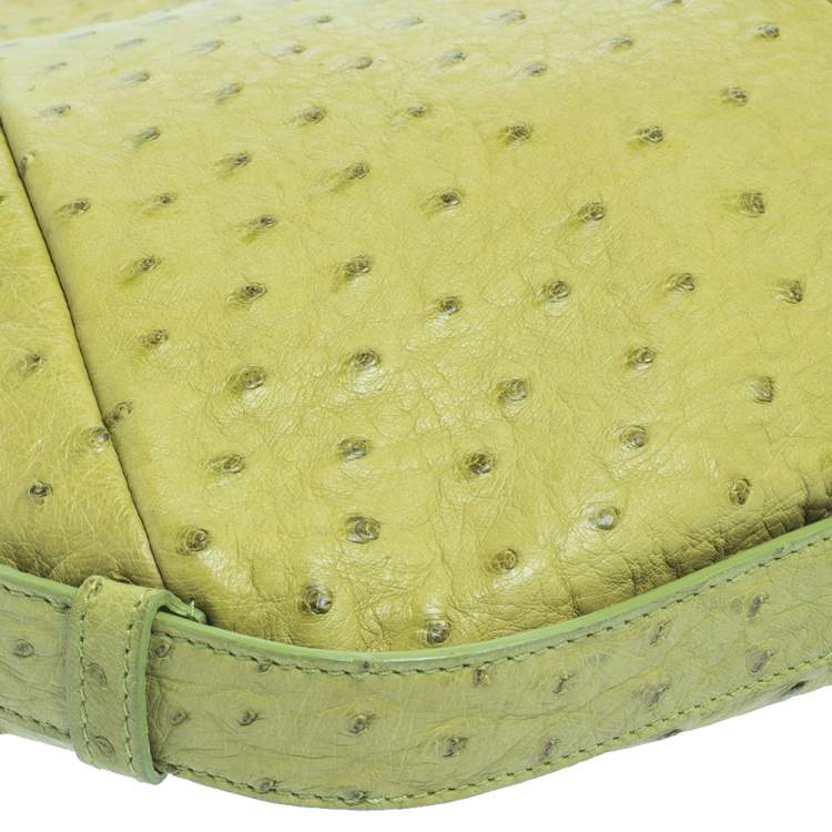 Pre Owned Yves Saint Laurent Apple Green Ostrich Mombasa Hobo 