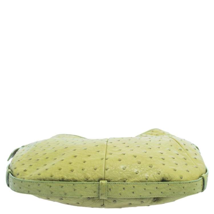Pre Owned Yves Saint Laurent Apple Green Ostrich Mombasa Hobo 