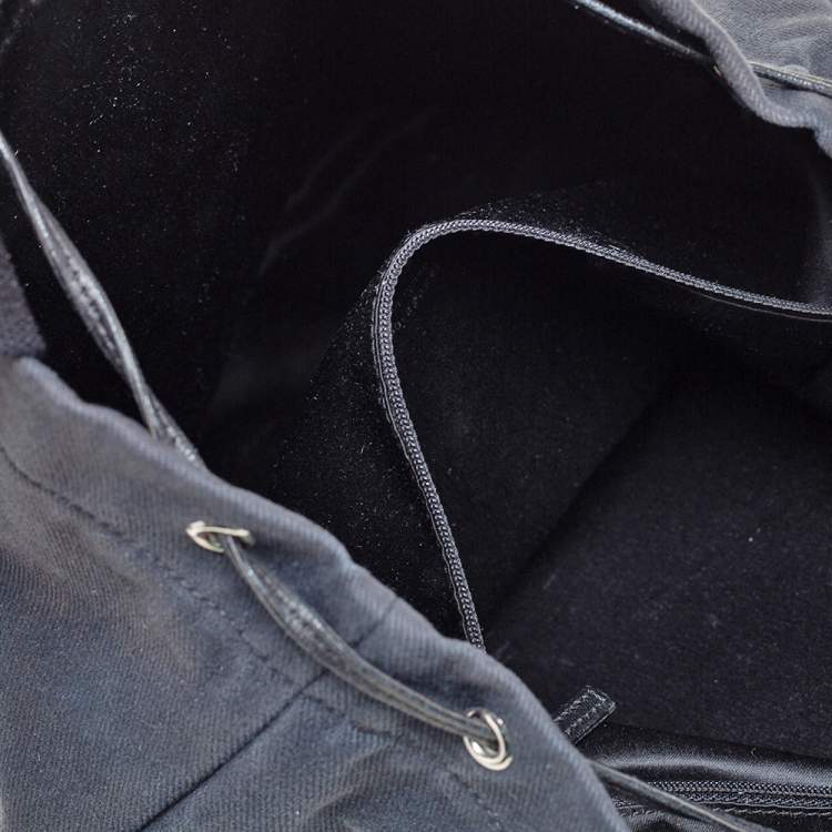 Pre Owned Yves Saint Laurent Black Fabric Kahala Drawstring Tote
