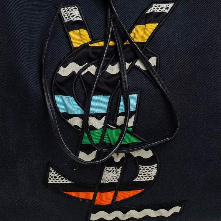 Pre Owned Yves Saint Laurent Black Fabric Kahala Drawstring Tote