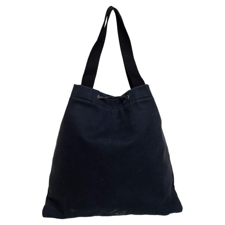 Pre Owned Yves Saint Laurent Black Fabric Kahala Drawstring Tote