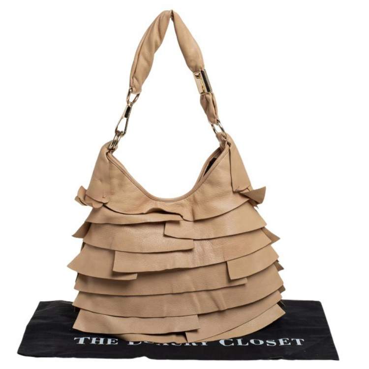 Pre Owned  Yves Saint Laurent Beige Leather Small St Tropez Hobo
