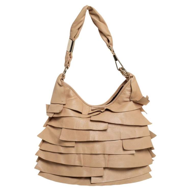 Pre Owned  Yves Saint Laurent Beige Leather Small St Tropez Hobo