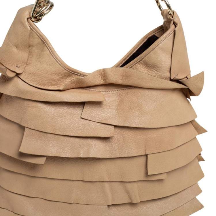 Pre Owned  Yves Saint Laurent Beige Leather Small St Tropez Hobo