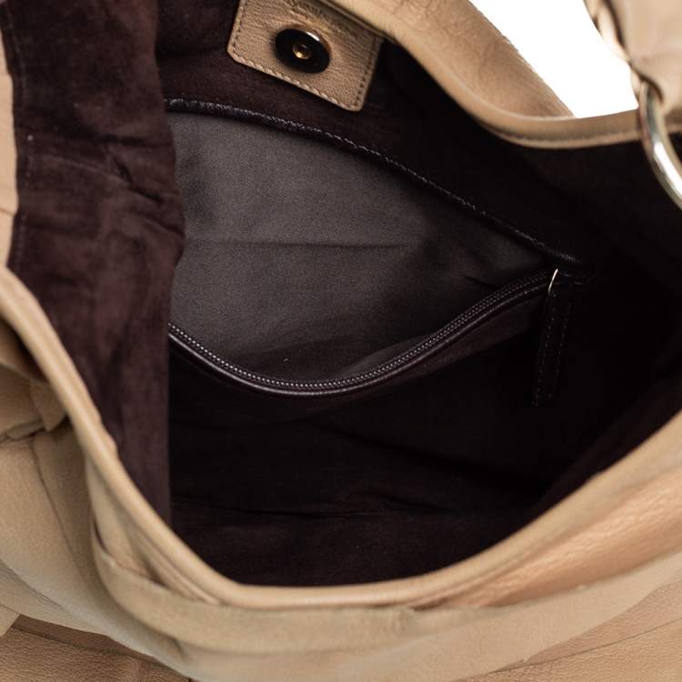 Pre Owned  Yves Saint Laurent Beige Leather Small St Tropez Hobo
