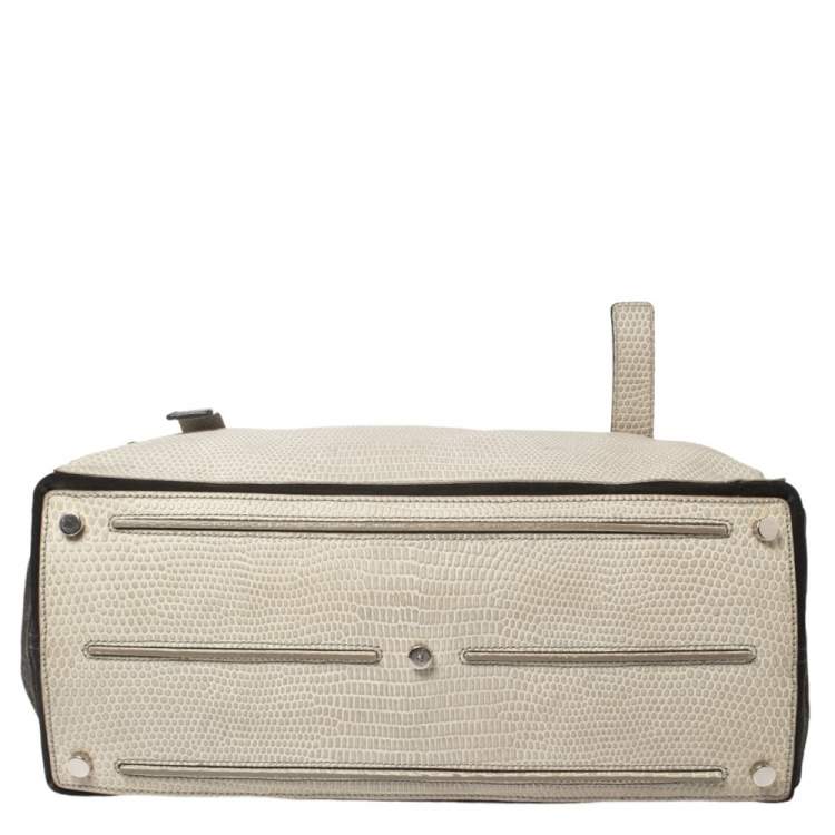 مملوكة مسبقًا Yves Saint Laurent Tricolor Lizard Embossed Leather and Suede Large Muse Two Top Handle Bag