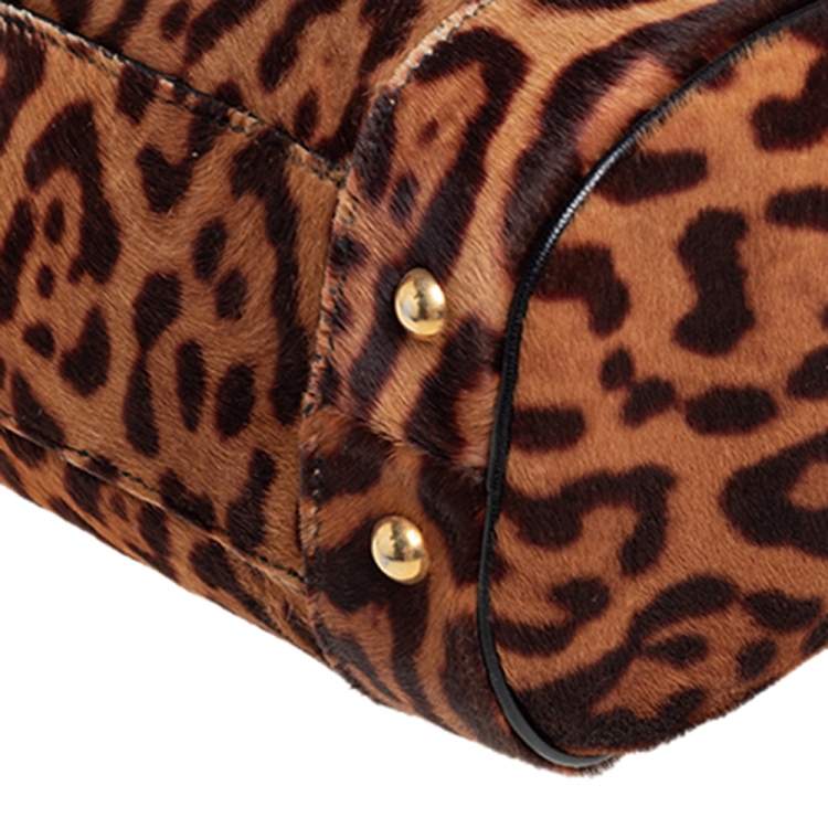 مملوكة مسبقًا Yves Saint Laurent Brown Leopard Print Calfhair Chain Hobo
