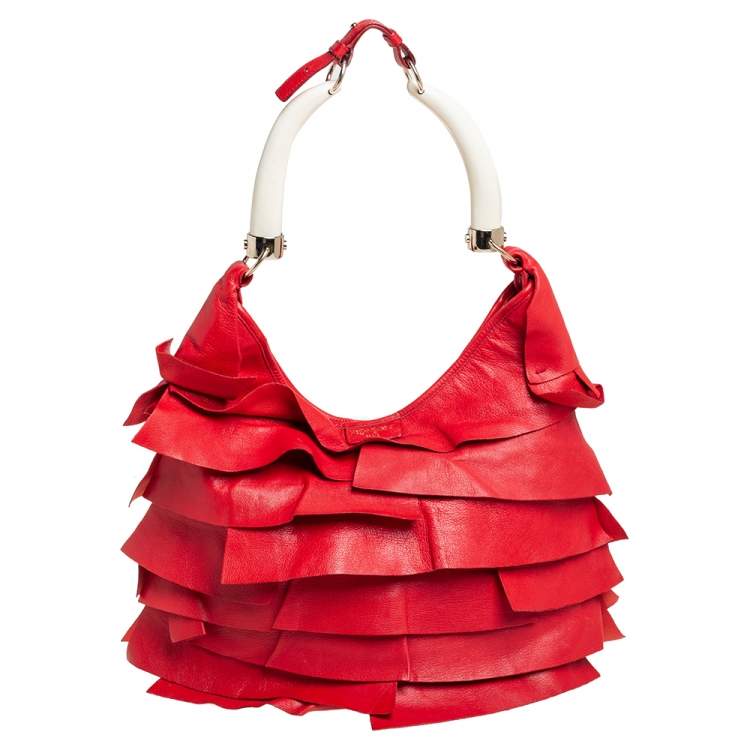 Pre Owned Yves Saint Laurent Red Leather St.Tropez Mombasa Hobo