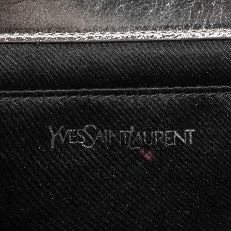 Pre Owned Yves Saint Laurent Metallic Silver Leather Belle De Jour Clutch